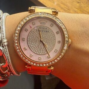 Juicy Couture Pink and Rose Gold Crystal Women's Watch